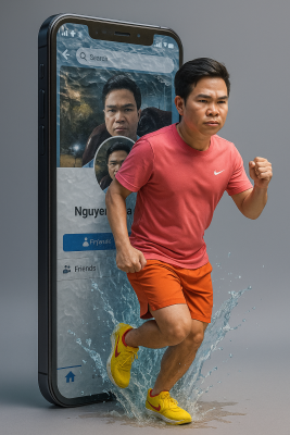 Promt AI tạo hình ảnh người chạy ra từ màn hình Facebook
